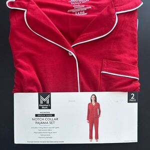 New Members Mark Women's Red Notch Collar Pajama Set
